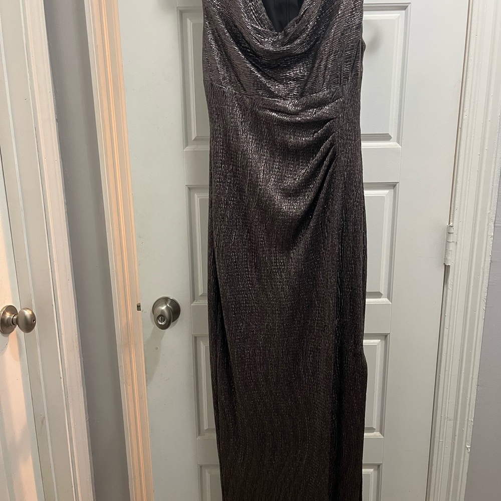 Connected Apparel Blue Embellished Backless Maxi Dress